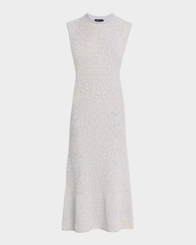 Sleeveless Metallic Tweed Midi Dress